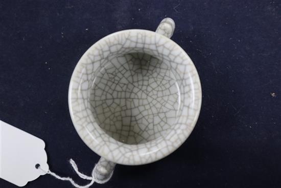 A small two handled crackleware Chinese censer height 6cm